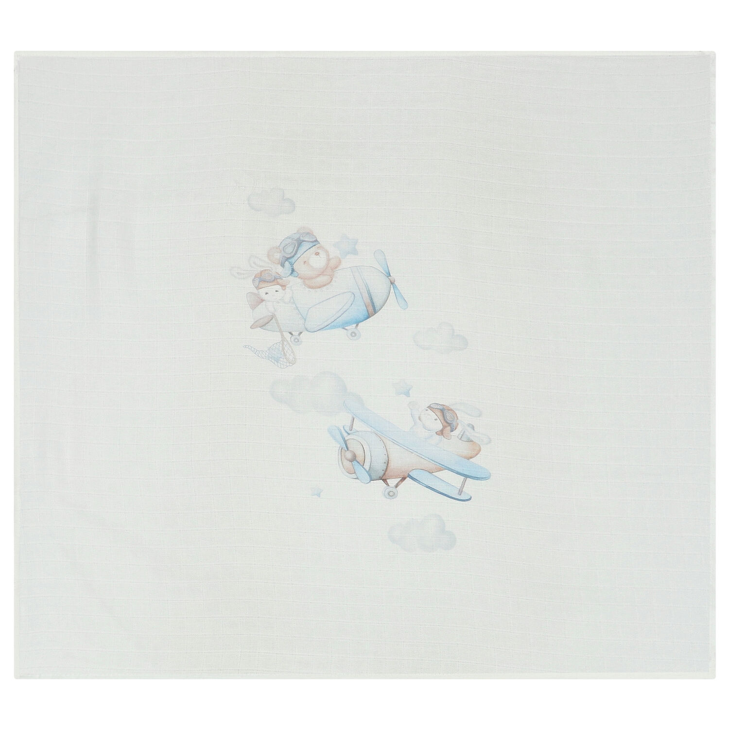 Baby Boys White & Blue Muslin Swaddles (3-Pack), 2, hi-res